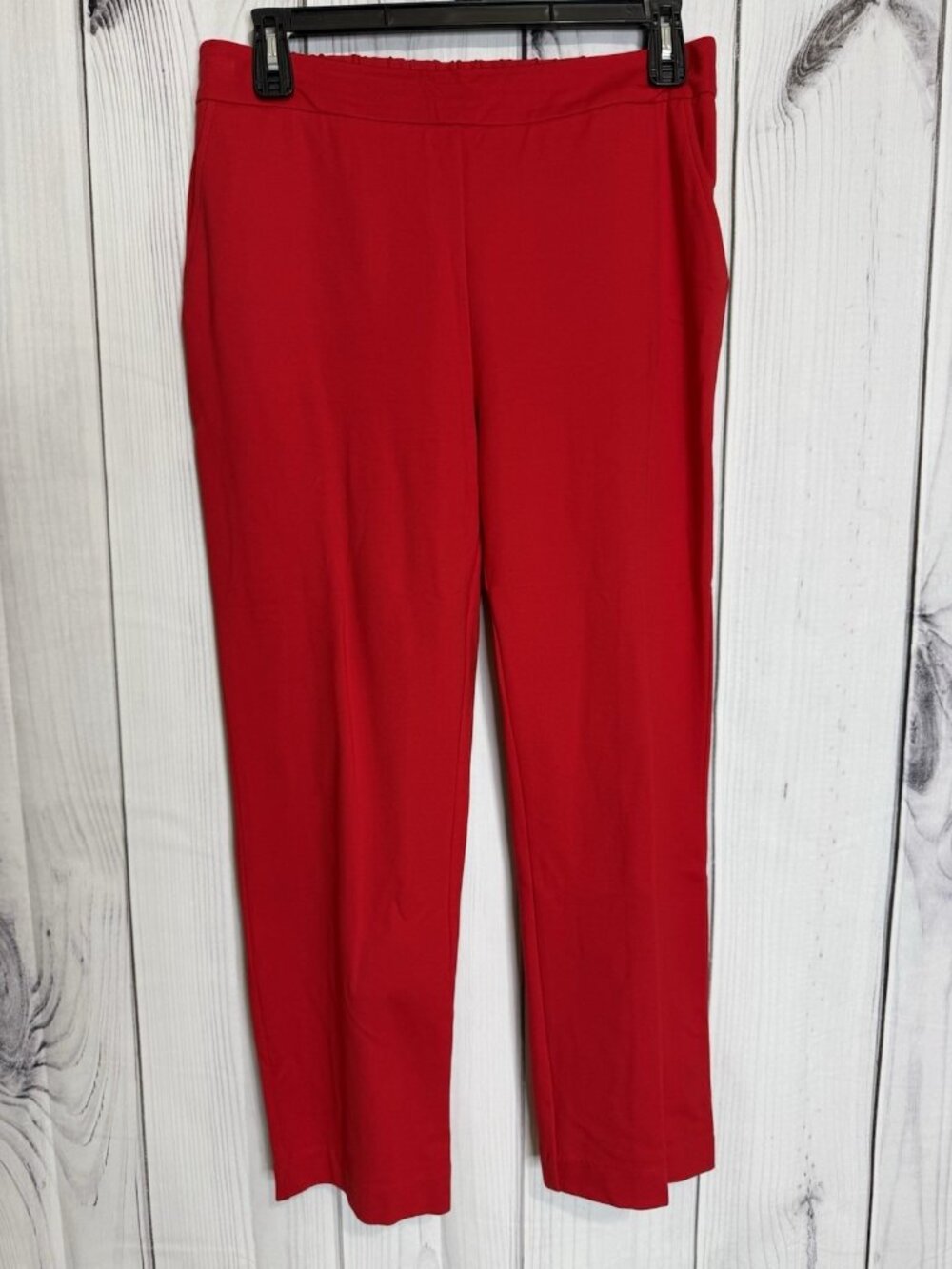 NWT Skies Are Blue Trouser Pants Elastic Waist Red Sz L (34x27) High Rise NEW